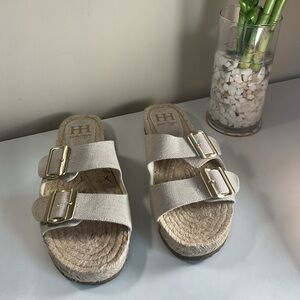 Haute Hippie Nikki Espadrille Slide Sandals Women’s Size 9 Natural Canvas Buckle